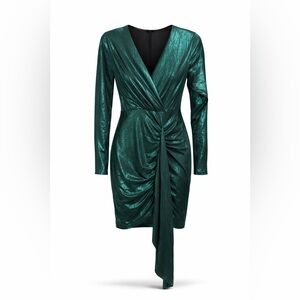 Metallic Green Wrap Dress